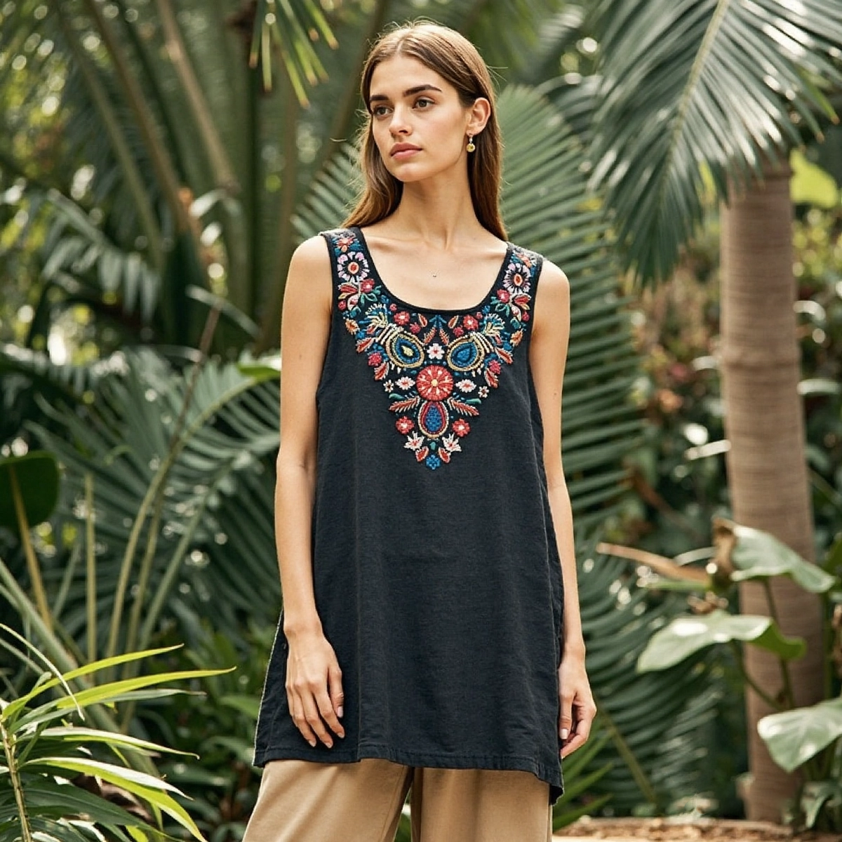Women's Ethnic Floral Print Comfort Top elevenforest