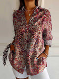 Women's Ethnic Pattern Art Print Casual Cotton Shirt