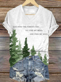Comstylish Women's Protect National Parks Inspired Print V-neck T-shirt