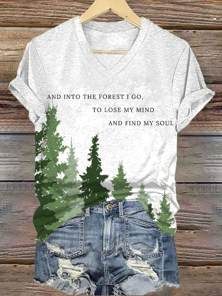Comstylish Women's Protect National Parks Inspired Print V-neck T-shirt