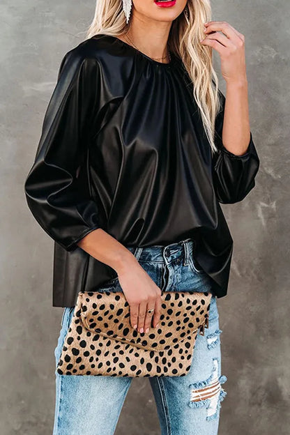 Split Joint Fold O Neck T-shirts