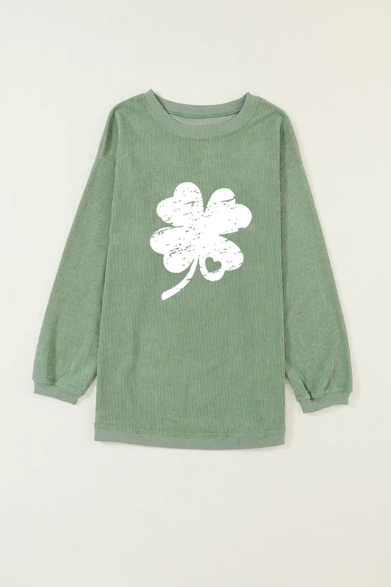 Grass Green Distressed Clover Sweatshirt