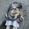 Vintage Fishs Art Pattern Linen Blend Tunic elevenforest