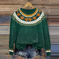 Halloween Pumpkin Ethnic Print Knitted Pullover Sweater artswardrobe