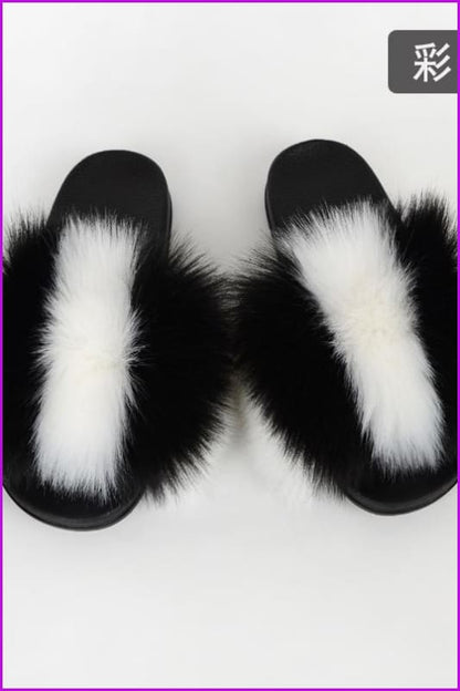 {5-7 Days Wait for Make} New Color Faux Fox Fur Slides F601