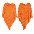 Vintage Solid Fringed Hooded Sweater Pullover Shawl elevenforest