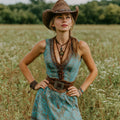 Women's Western Paisley Print V-neck Tank Midi Dress elevenforest