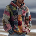 Men's Retro Geometric Knitted Warm Hooded Sweater elevenforest