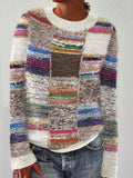 Vintage Heather Colorblock Patchwork Cozy Knit Sweater elevenforest