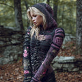 Comstylish Halloween Floral Bandage Art Women's Hooded Knit Sweater