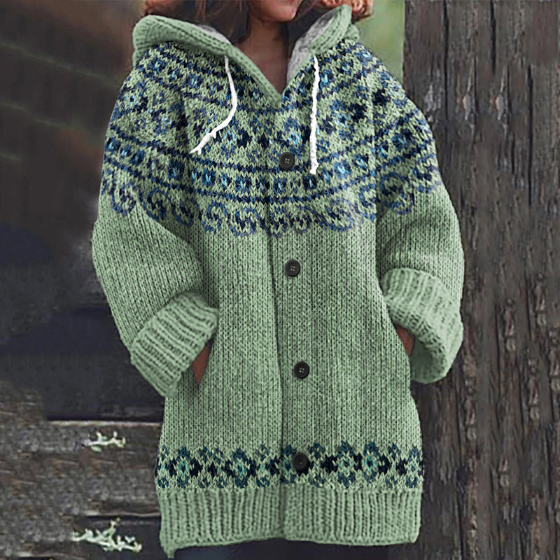 Vintage Icelandic Knit Jacquard Warmth Print Women's Sweater elevenforest