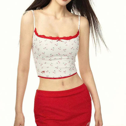 Lace Patchwork Camisole Top Summer Crop Top Backless Sleeveless Tops Y2k Clothes