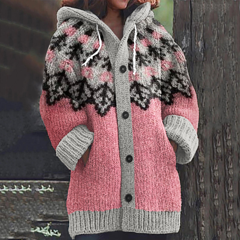 Vintage Jacquard Warmth Icelandic Knit Print Women's Sweater elevenforest