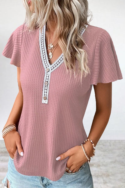 Patchwork V Neck T-shirts