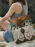 Vintage Lace Floral Art Canvas Bag elevenforest