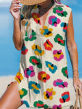 Women's Vintage Leopard Print Casual V-Neck Beach Dress
