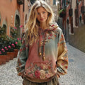 The Ice Cream Collection Women's Classic Bohemian Floral And Rose Gradient Cozy Warm Hoodie elevenforest