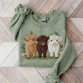 Comstylish Lovely Highland Cows & Farm Plants Cozy Sweatshirt