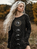 Moon Phase Embroidered Mystical Celtic Chunky Sweater Dress elevenforest
