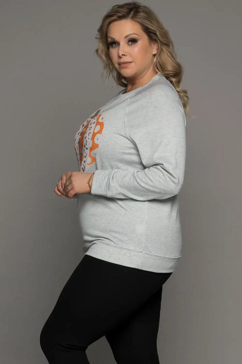 Leopard Print Halloween Gray Sweatshirt