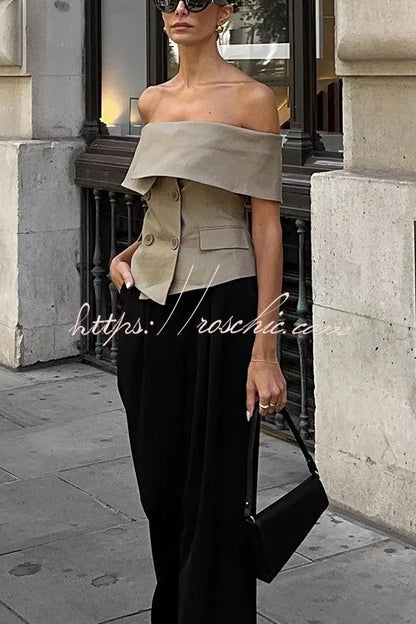Full Sense of Design Off Shoulder Lapel Double Breasted Suit Vest