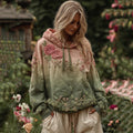 Vintage Rose Floral Art Embroidery Comfortable Warm Hoodie elevenforest