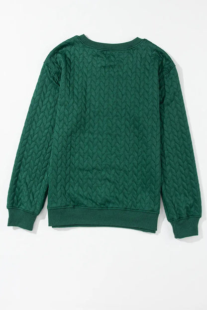 Merry and Bright Cable Knit Green Sweatshirt