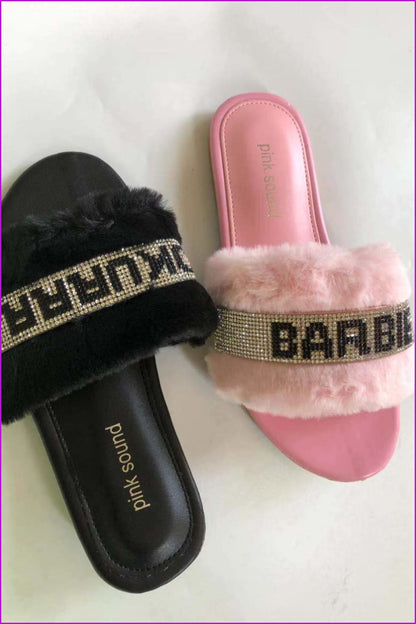 Crystal Diamonds Fur Slippers F391