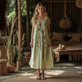 Women's Boho Floral Embroidery Art Sleeveless Dress elevenforest