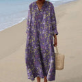 Vintage Tranquil Spring Lovely Floral Art Pattern Casual Midi Dress elevenforest