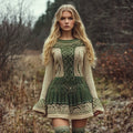 Women's Irish Celtic Knot Jacquard Knitted Sweater Dress elevenforest