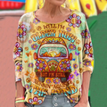 Comstylish Women's Running Against The Wind Hippie Vibe Print Long Sleeve T-Shirt