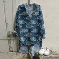 Japanese Art Cloud Print Long Sleeve Casual Shirt elevenforest