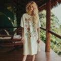 Women's Boho Floral Embroidery Art Midi Dress elevenforest