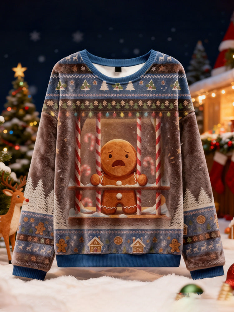 Comstylish The Gingerbread Man Is Watching You In Prison Christmas Ugly Sweater