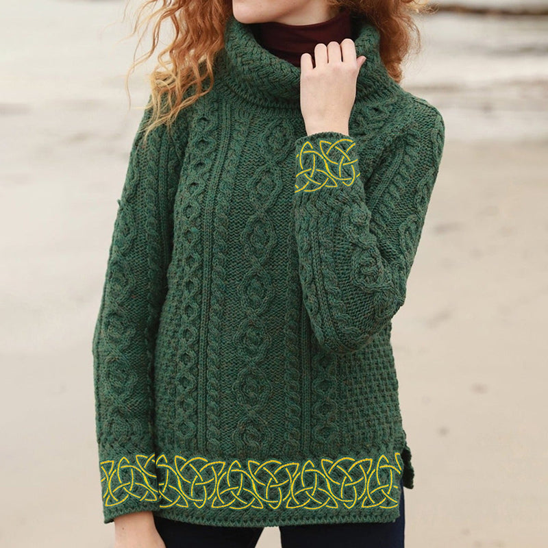 Celtic Trinity Knot Turtleneck Aran Sweater elevenforest
