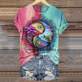 Comstylish Women's Hippie Art Print Short Sleeve T-shirt