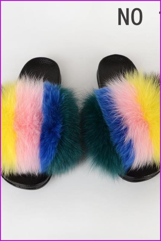 {5-7 Days Wait for Make} New Color Fox Fur Slides F639