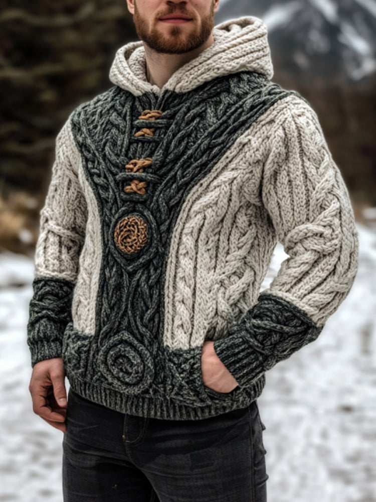 Vintage Celtic Mythology Irish Men's Knit Hooded Sweater elevenforest