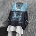 Comstylish Women's Vintage Floral Bird Art V-neck Loose Linen T-shirt