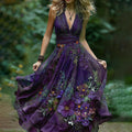 Vintage Embroidered Pansy Floral Vest Maxi Dress elevenforest