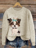 Comstylish Fuzzy Yorkshire Plush Patchwork Knit Sweater 1