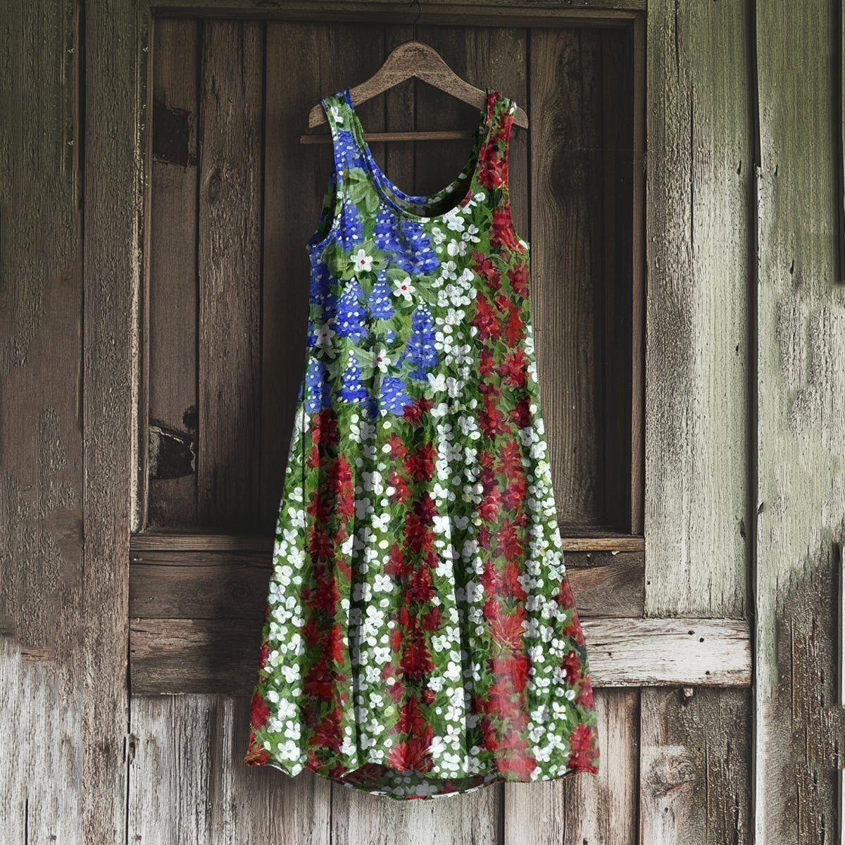Women's American Independence Day Flag Print Sleeveless Dress elevenforest