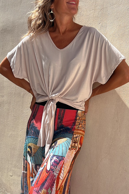 Daily Knotted V Neck T-shirts