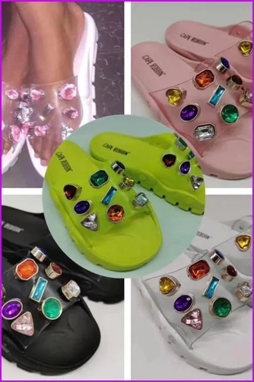 4 Colors Crystal Slippers Sandles F165