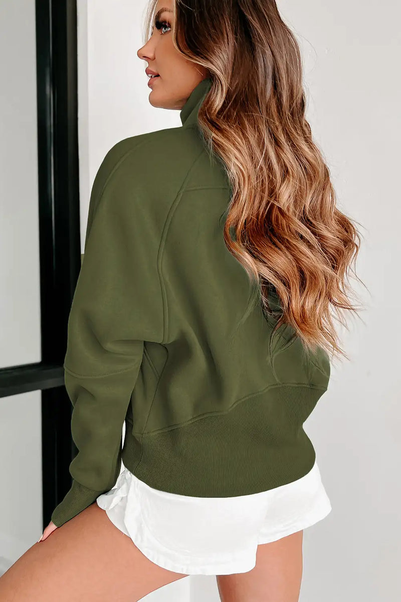 Green Ribbed Sweatshirt