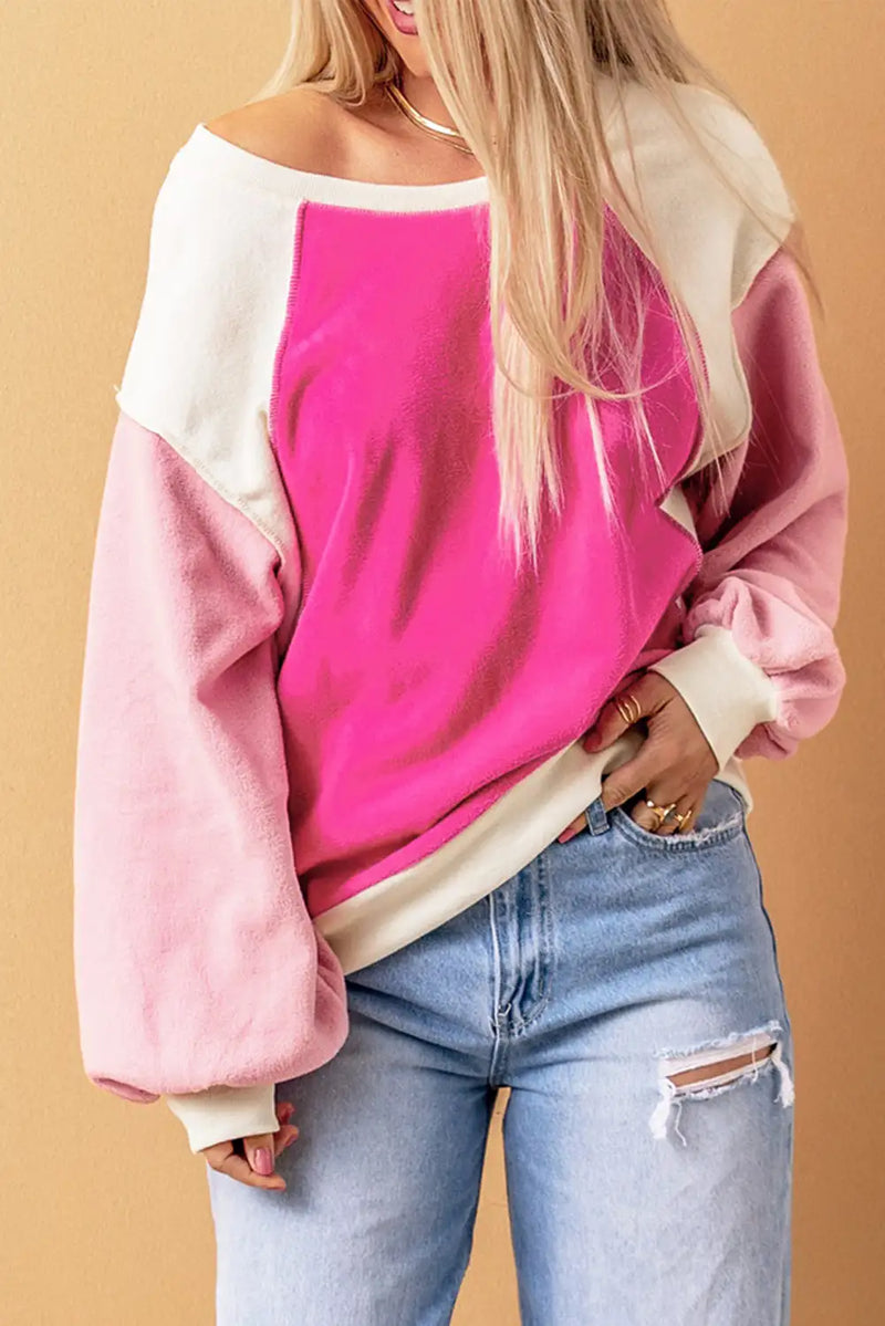 Rose Colorblock Fleece Sweatshirt