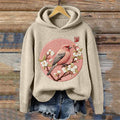 Japanese Bird & Plum Blossom Cozy Knit Hooded Sweater elevenforest
