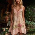 Women's Water Lily Inspired Oil Painting Comfy Tank Dress elevenforest