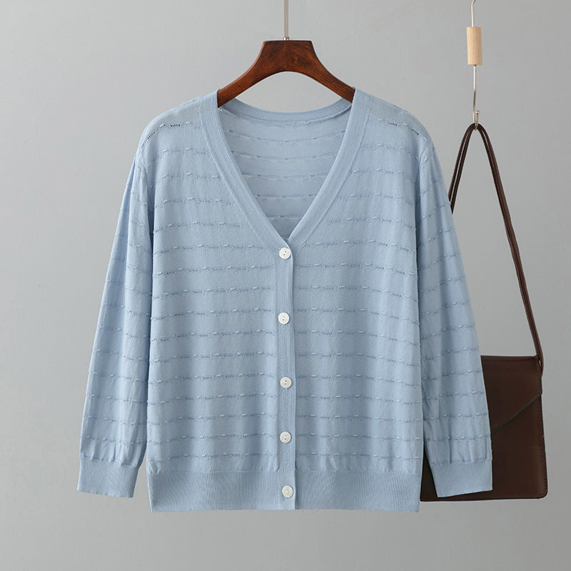 Ice Silk Knitted Cardigan Summer Matching Skirt Anti Loose Shawl Air Conditioning Shirt Outer Wear Thin Coat Top